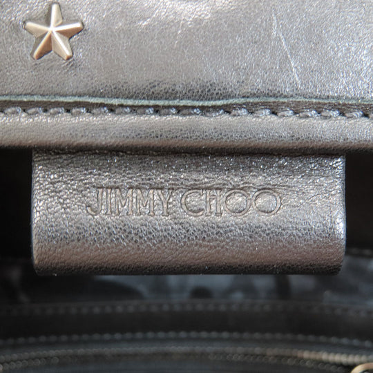 JIMMY CHOO Backpack leather black floyd star motif Women Used Authentic