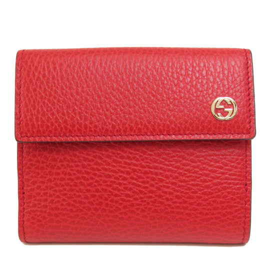GUCCI Bifold Wallet 449405 leather Red Interlocking G outlet Women Used Authentic