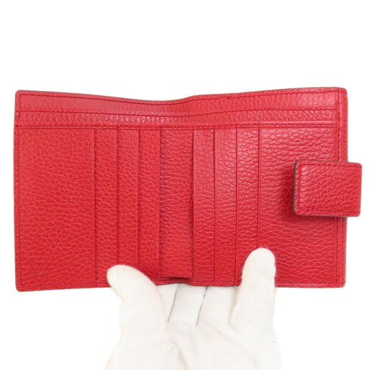 GUCCI Bifold Wallet 449405 leather Red Interlocking G outlet Women Used Authentic