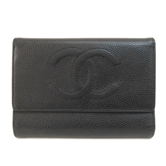 CHANEL Bifold Wallet Caviar skin black COCO Mark