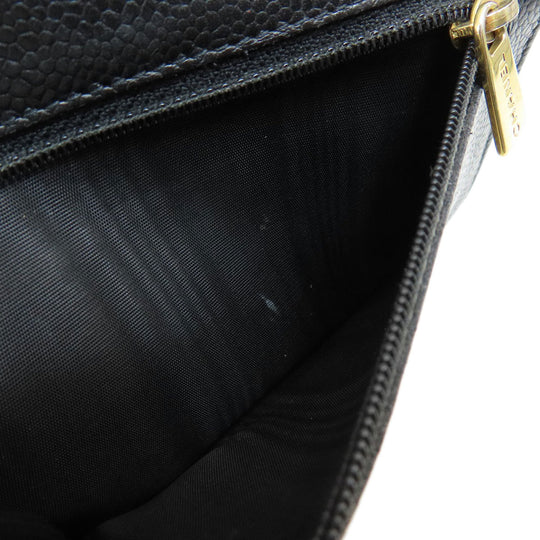 CHANEL Bifold Wallet Caviar skin black COCO Mark
