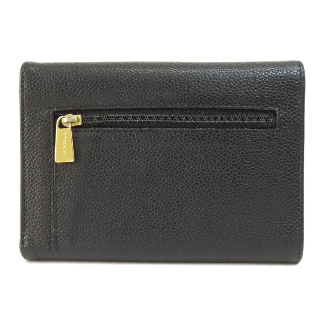 CHANEL Bifold Wallet Caviar skin black COCO Mark