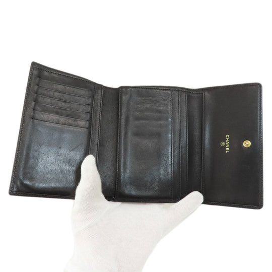 CHANEL Bifold Wallet Caviar skin black COCO Mark