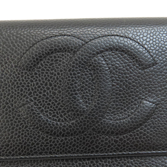 CHANEL Bifold Wallet Caviar skin black COCO Mark