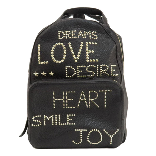 RED VALENTINO Backpack leather black Studs star motif Women Used Authentic