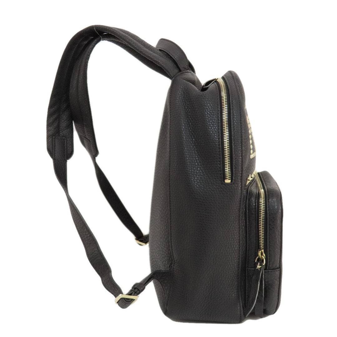 RED VALENTINO Backpack leather black Studs star motif Women Used Authentic