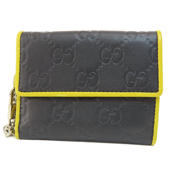 GUCCI Bifold Wallet 256442 leather black GG Shima Women(Unisex) Used Authentic