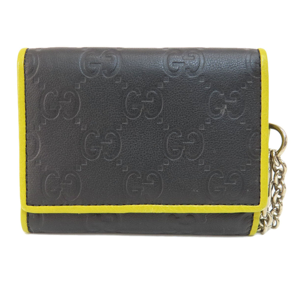 GUCCI Bifold Wallet 256442 leather black GG Shima Women(Unisex) Used Authentic