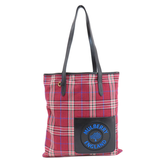 MULBERRY Tote Bag canvas multicolor Check Pattern Women Used Authentic