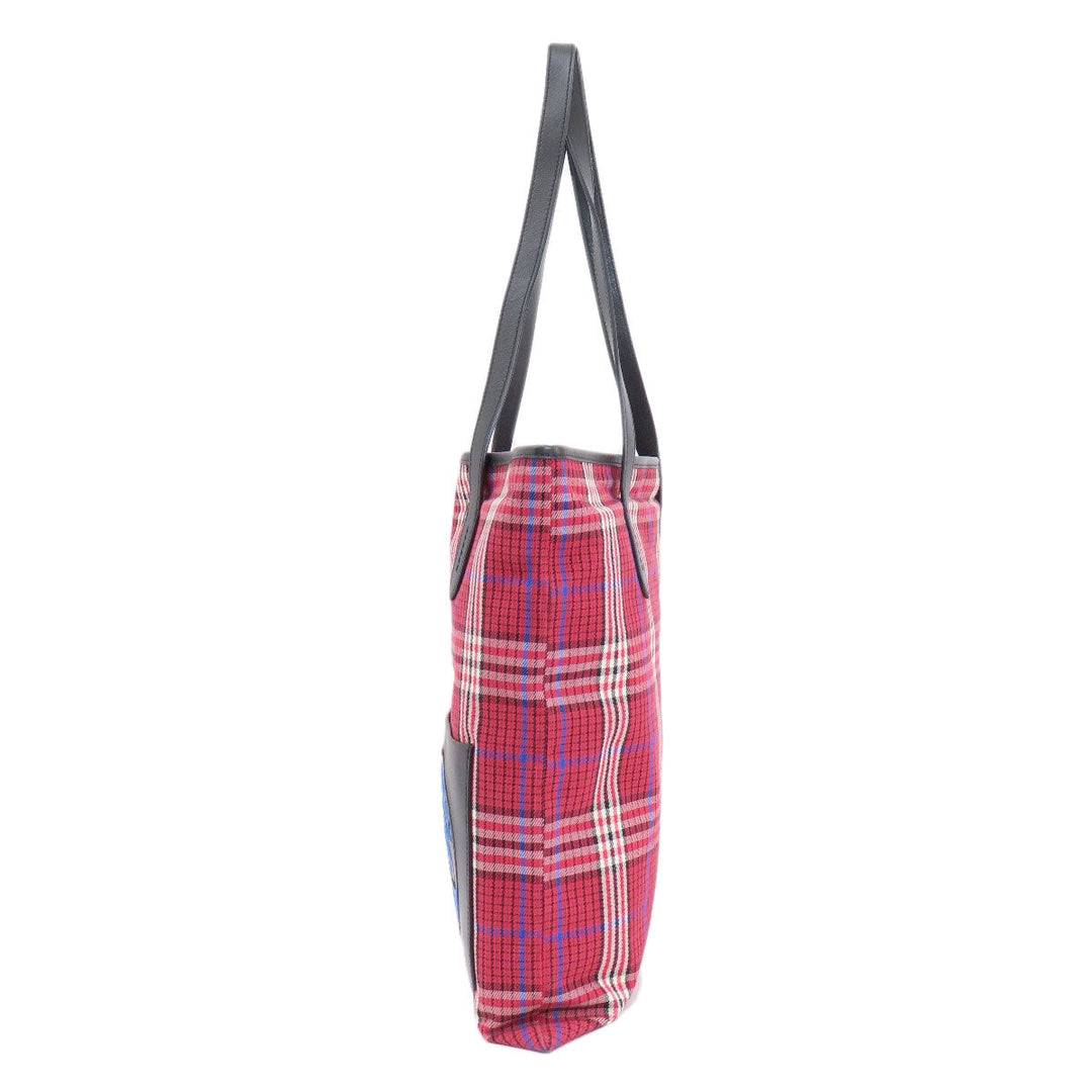 MULBERRY Tote Bag canvas multicolor Check Pattern Women Used Authentic