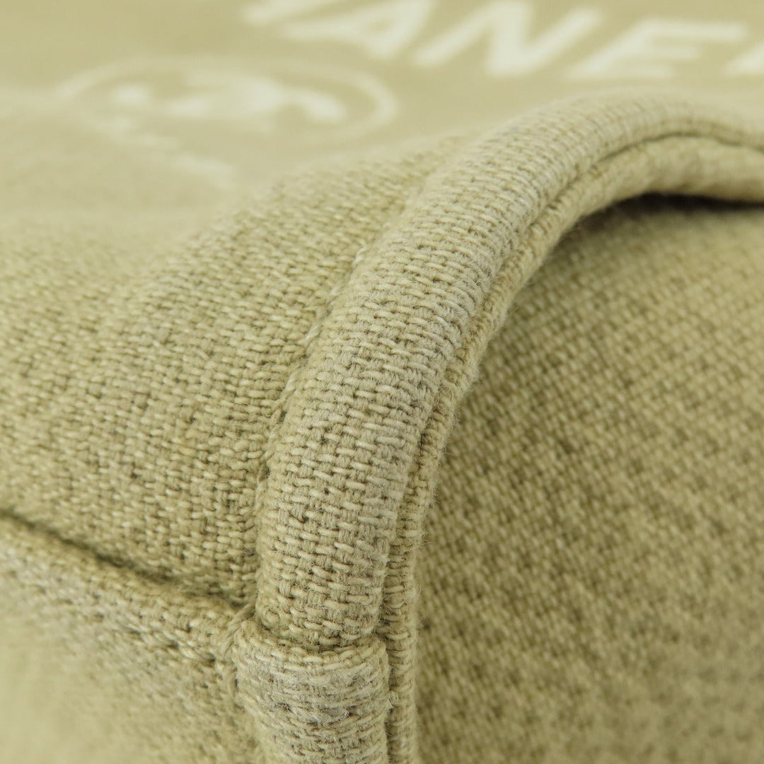 CHANEL Tote Bag canvas beige Deauville SilverMetal
