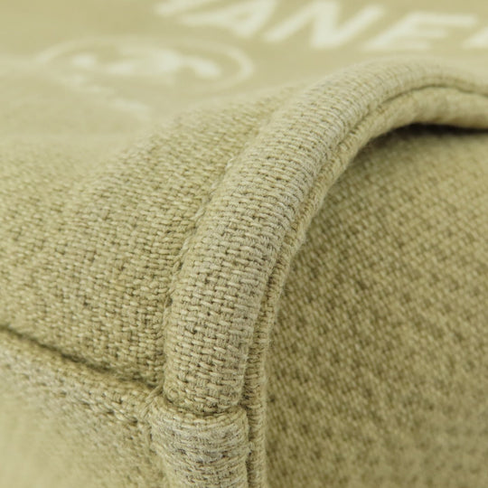 CHANEL Tote Bag canvas beige Deauville SilverMetal