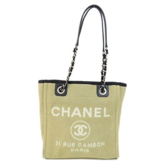 CHANEL Tote Bag canvas beige Deauville SilverMetal
