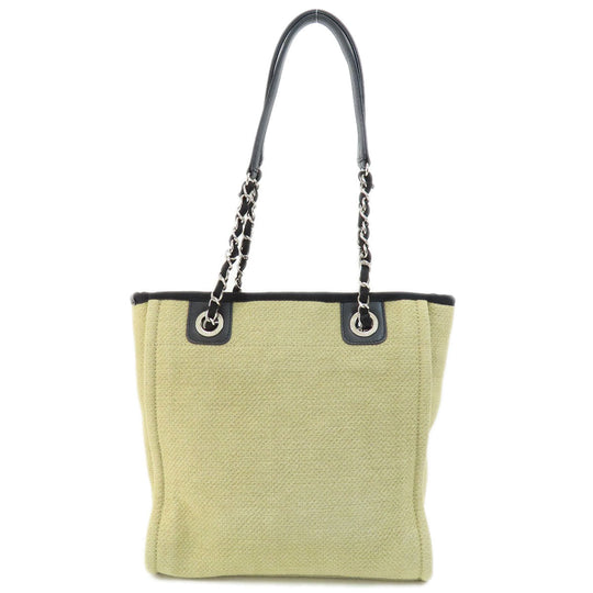CHANEL Tote Bag canvas beige Deauville SilverMetal