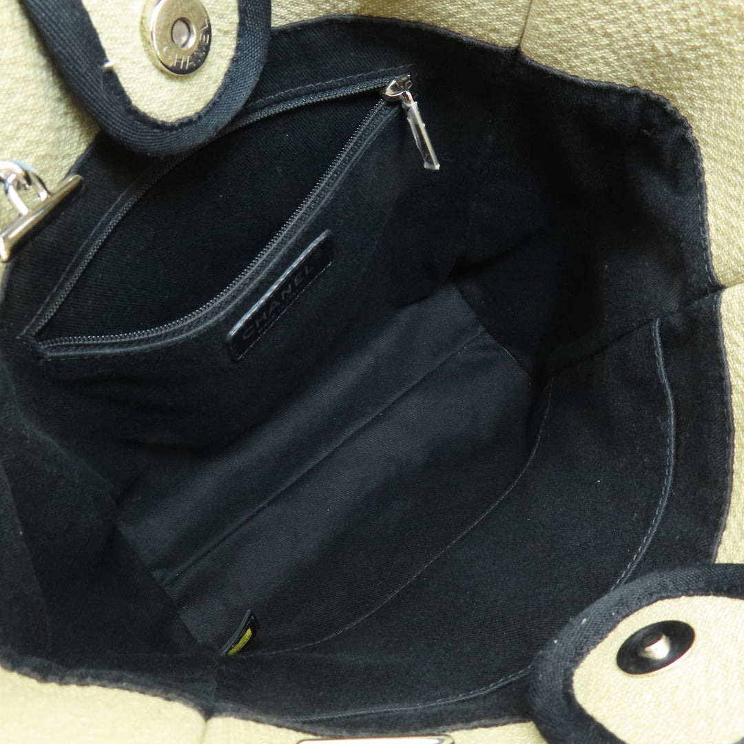 CHANEL Tote Bag canvas beige Deauville SilverMetal