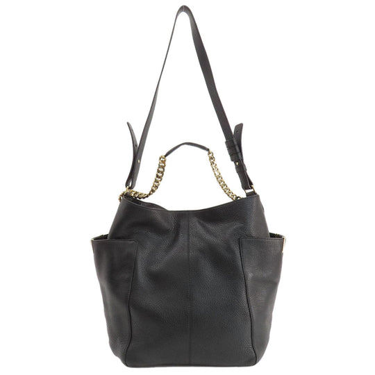 JIMMY CHOO Shoulder Bag leather black ChainShoulder Women Used Authentic