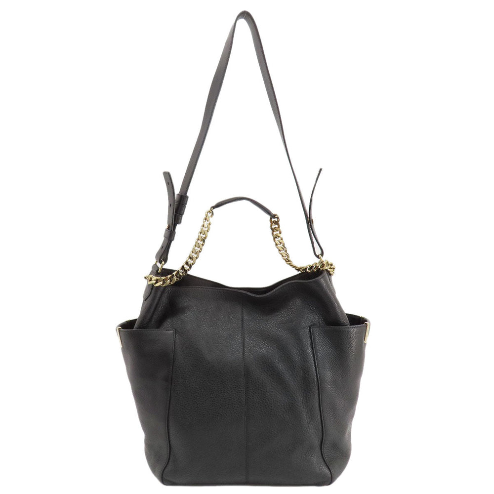 JIMMY CHOO Shoulder Bag leather black ChainShoulder Women Used Authentic