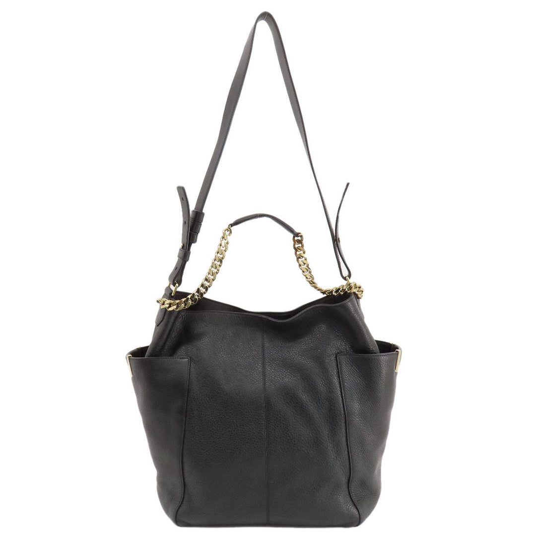 JIMMY CHOO Shoulder Bag leather black ChainShoulder Women Used Authentic