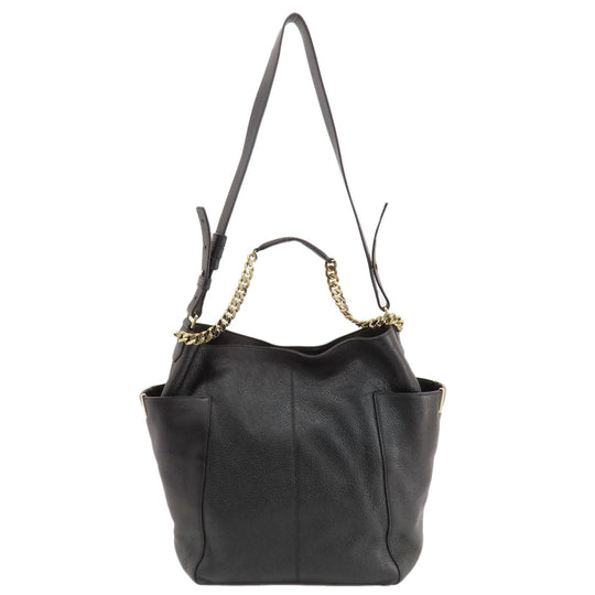 JIMMY CHOO Shoulder Bag leather black ChainShoulder Women Used Authentic