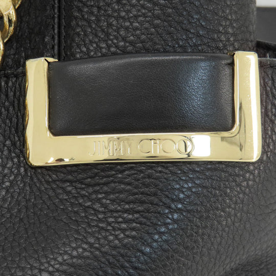 JIMMY CHOO Shoulder Bag leather black ChainShoulder Women Used Authentic