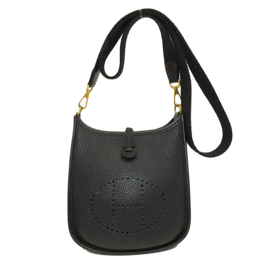 HERMES Shoulder Bag Taurillon Clemence black Evelyn TPM Black Gold Metal Women Used Authentic