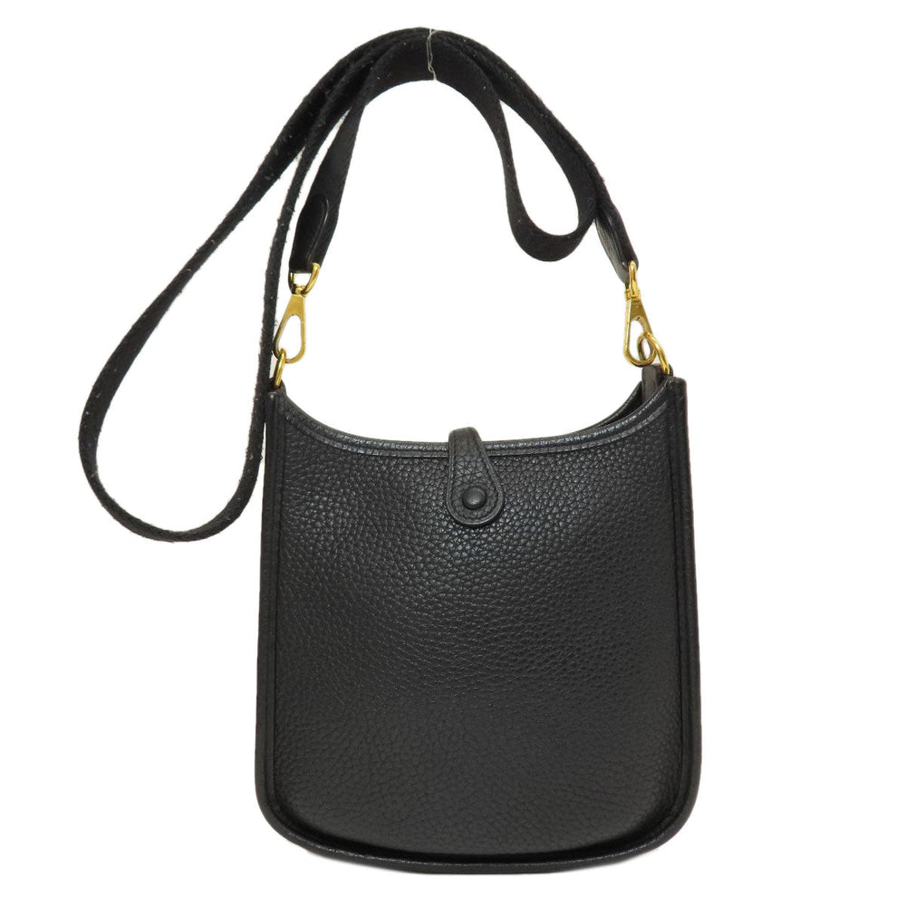 HERMES Shoulder Bag Taurillon Clemence black Evelyn TPM Black Gold Metal Women Used Authentic