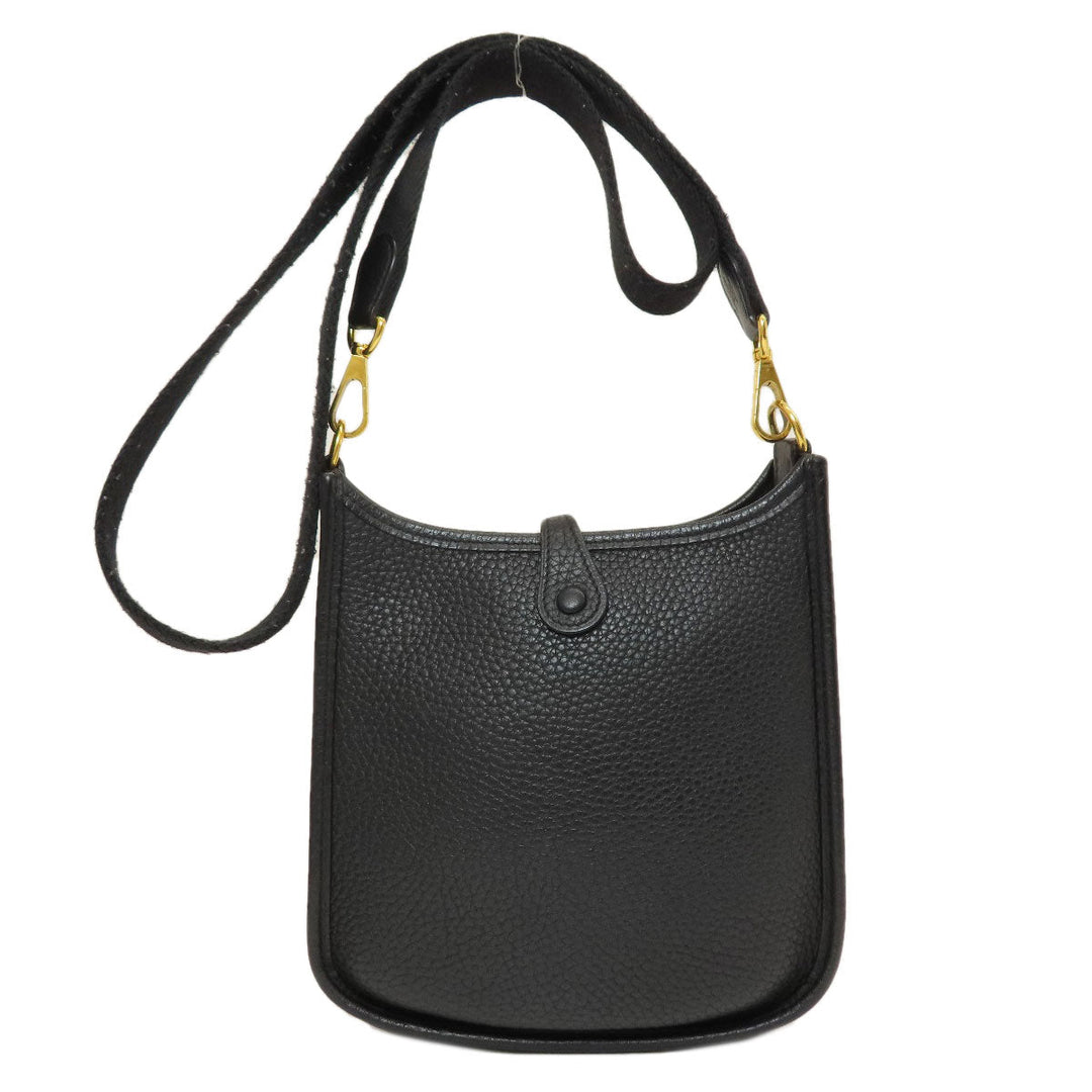 HERMES Shoulder Bag Taurillon Clemence black Evelyn TPM Black Gold Metal Women Used Authentic