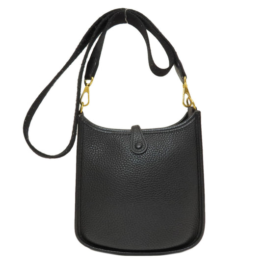 HERMES Shoulder Bag Taurillon Clemence black Evelyn TPM Black Gold Metal Women Used Authentic