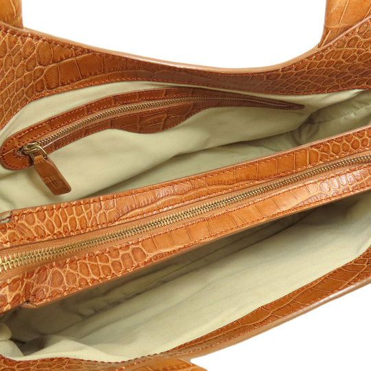 TOD’S Tote Bag leather Brown Embossing