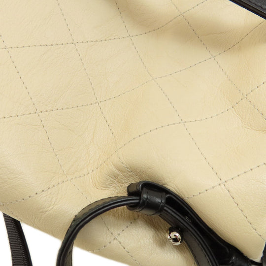 CHANEL Backpack Calfskin beige Matelasse COCO Mark SilverMetal Women Used Authentic