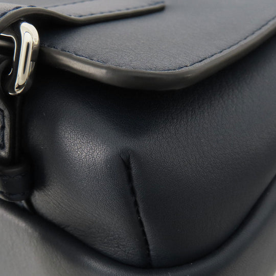 LOEWE Shoulder Bag Calfskin Navy anagram Women Used Authentic
