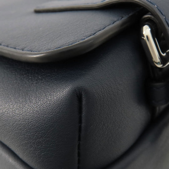 LOEWE Shoulder Bag Calfskin Navy anagram Women Used Authentic