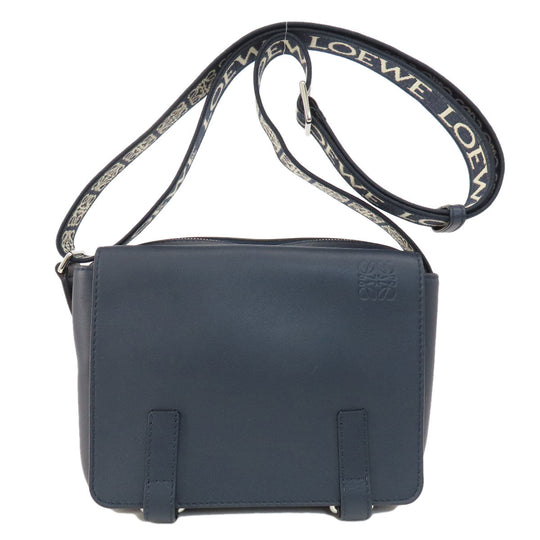 LOEWE Shoulder Bag Calfskin Navy anagram Women Used Authentic