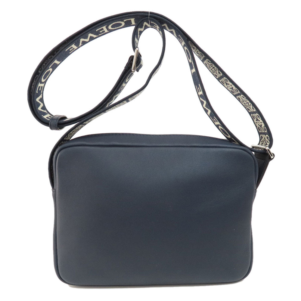 LOEWE Shoulder Bag Calfskin Navy anagram Women Used Authentic