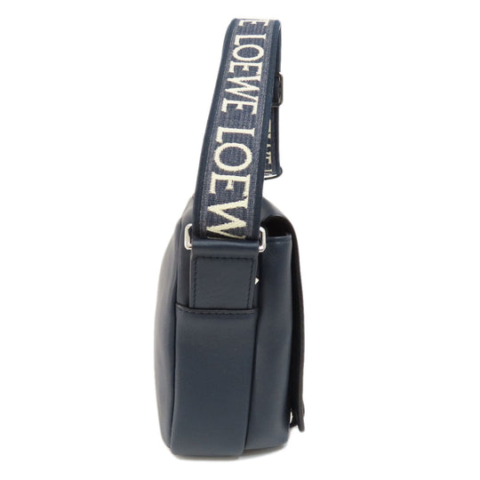 LOEWE Shoulder Bag Calfskin Navy anagram Women Used Authentic