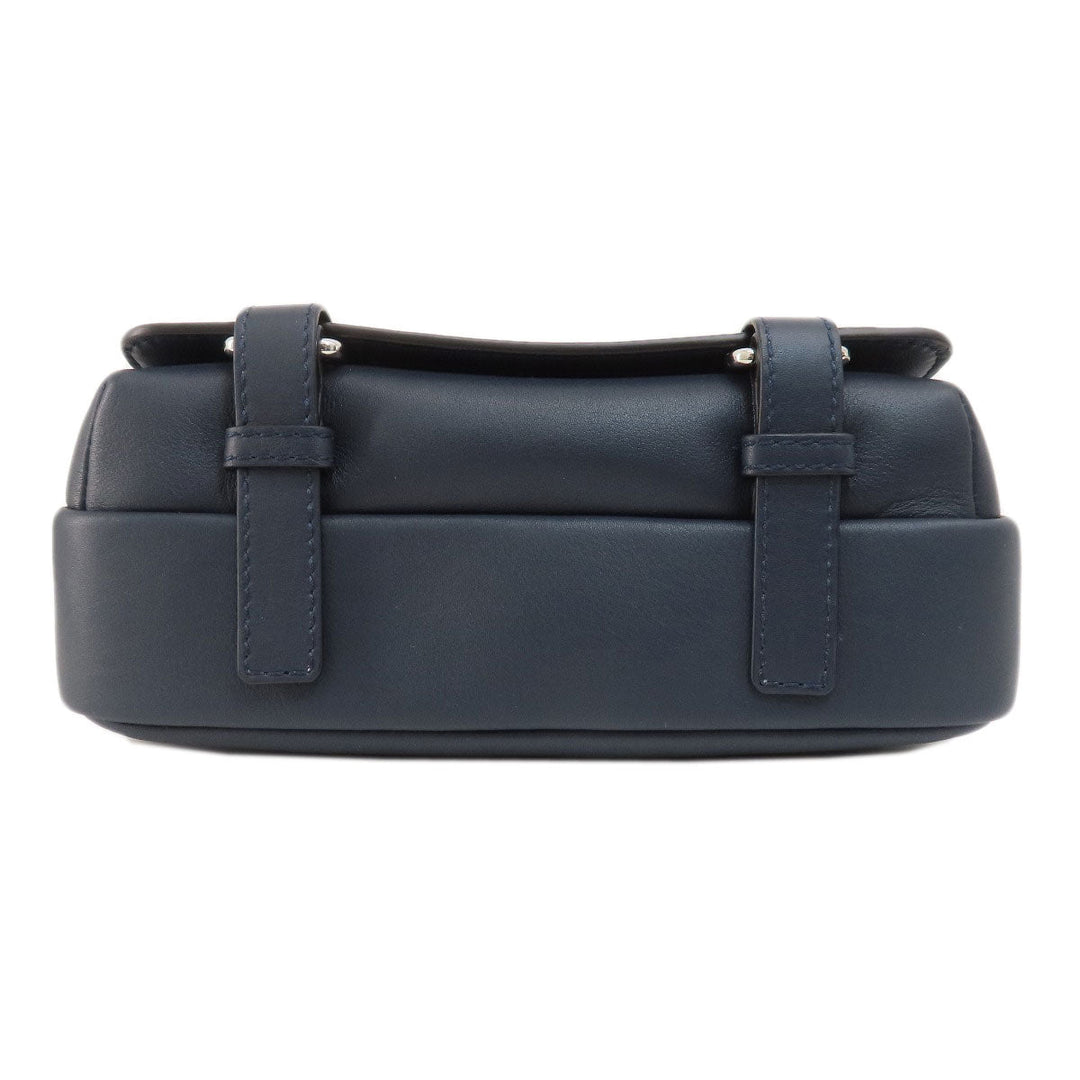 LOEWE Shoulder Bag Calfskin Navy anagram Women Used Authentic