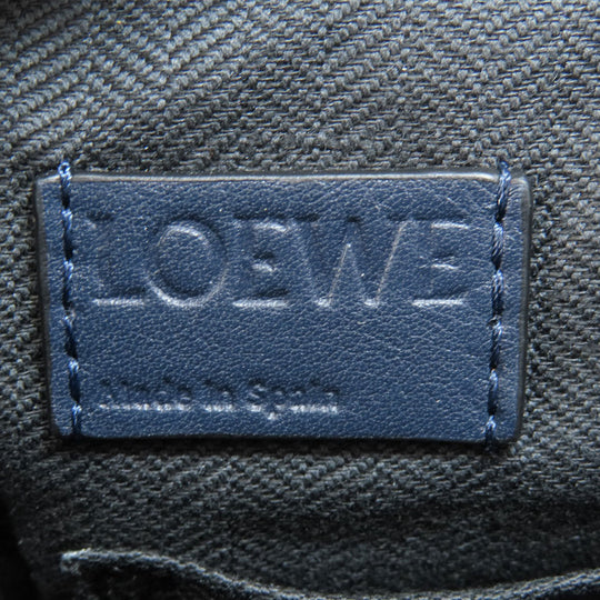 LOEWE Shoulder Bag Calfskin Navy anagram Women Used Authentic
