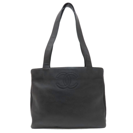 CHANEL Tote Bag lambskin black COCO Mark Women Used Authentic