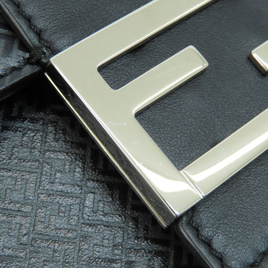 FENDI Shoulder Bag leather black logo Women Used Authentic