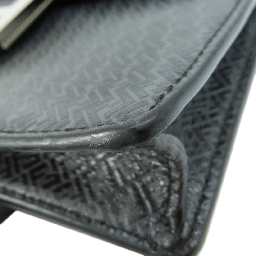 FENDI Shoulder Bag leather black logo Women Used Authentic