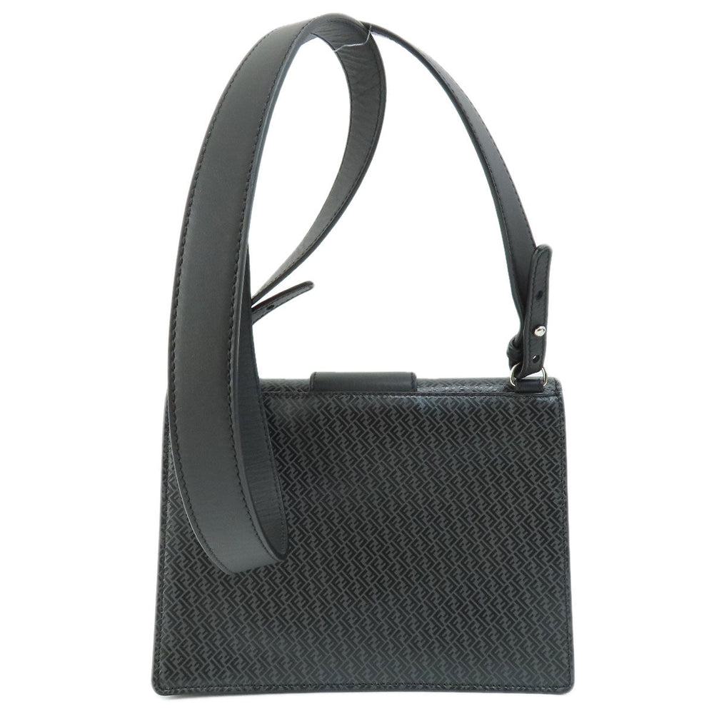 FENDI Shoulder Bag leather black logo Women Used Authentic