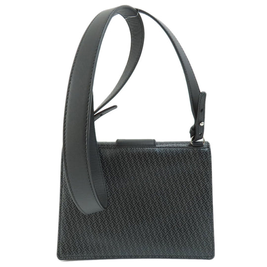 FENDI Shoulder Bag leather black logo Women Used Authentic