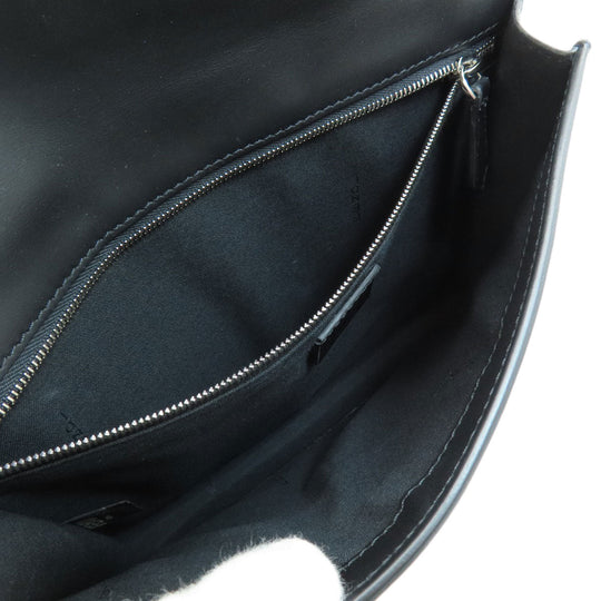FENDI Shoulder Bag leather black logo Women Used Authentic