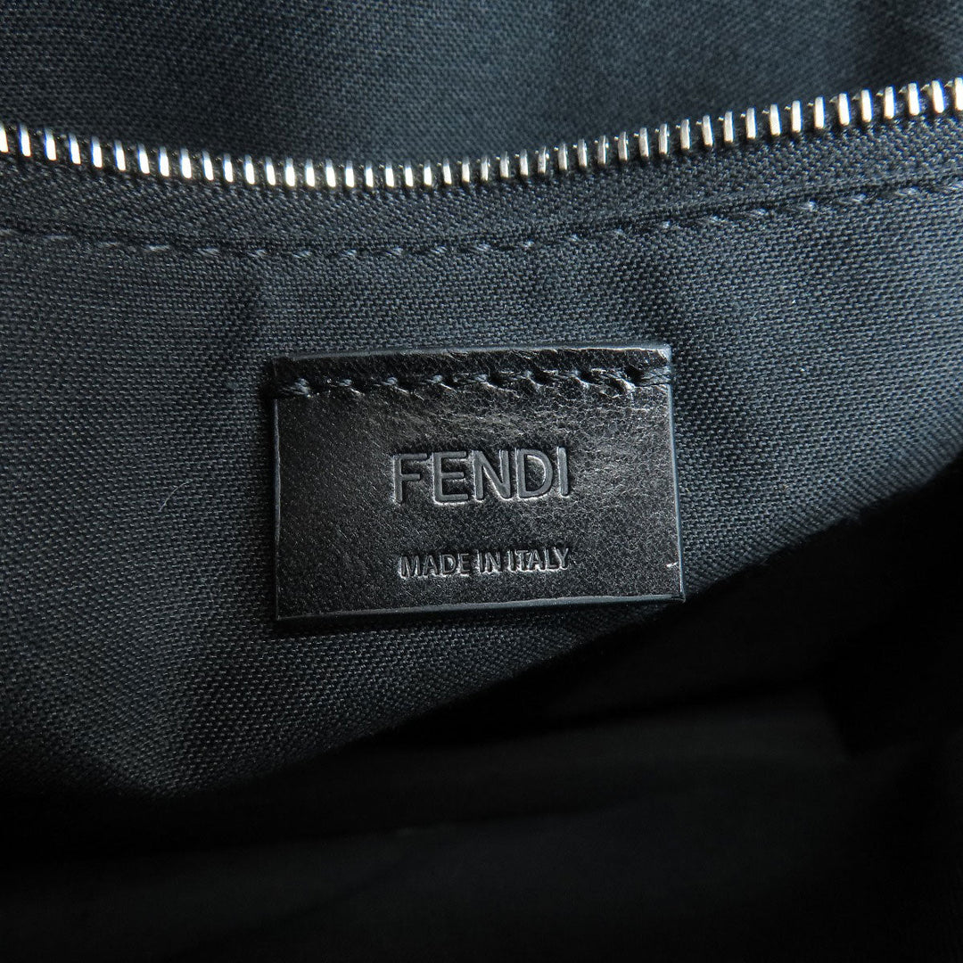 FENDI Shoulder Bag leather black logo Women Used Authentic