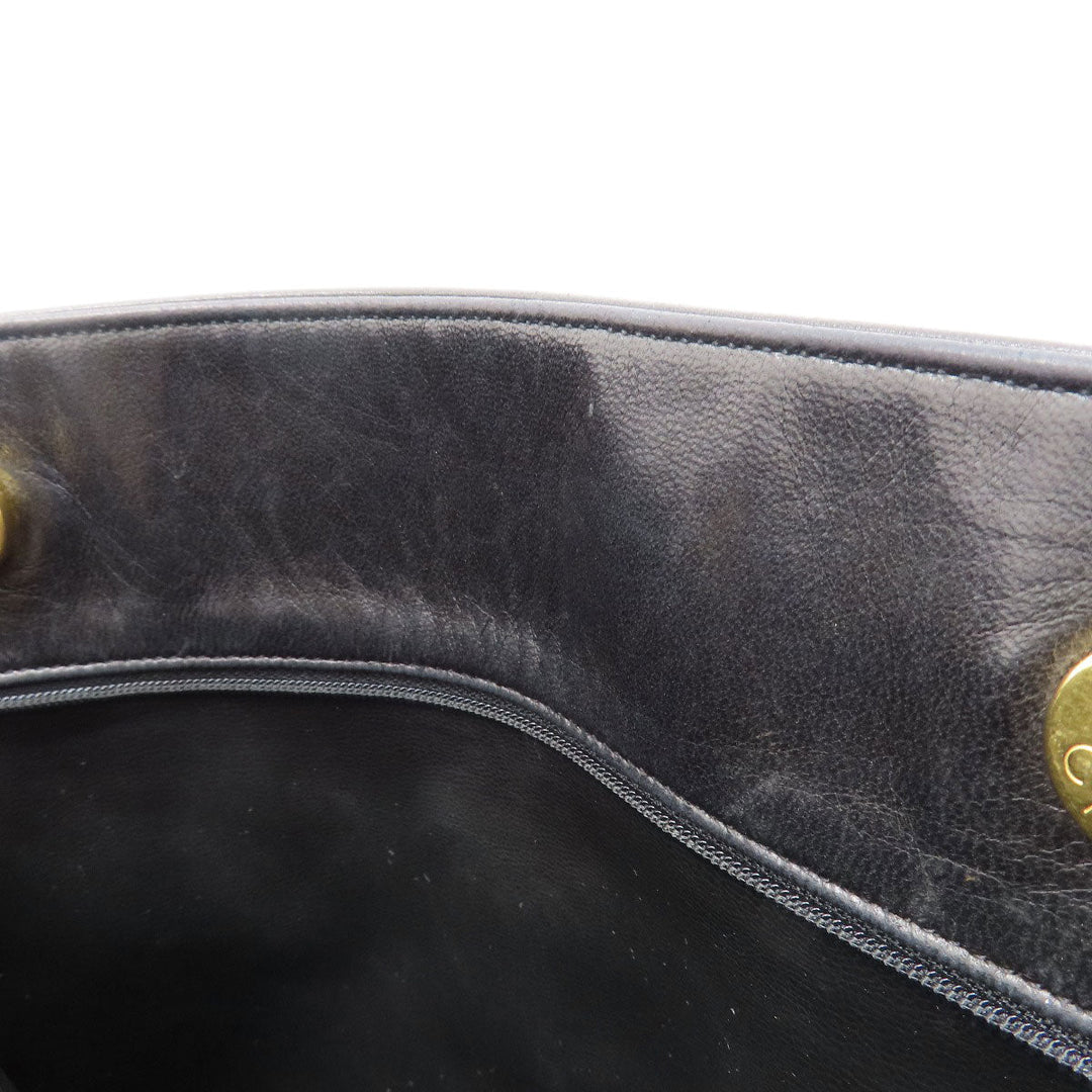 CHANEL Tote Bag lambskin black COCO Mark Studs Gold Metal Women Used Authentic