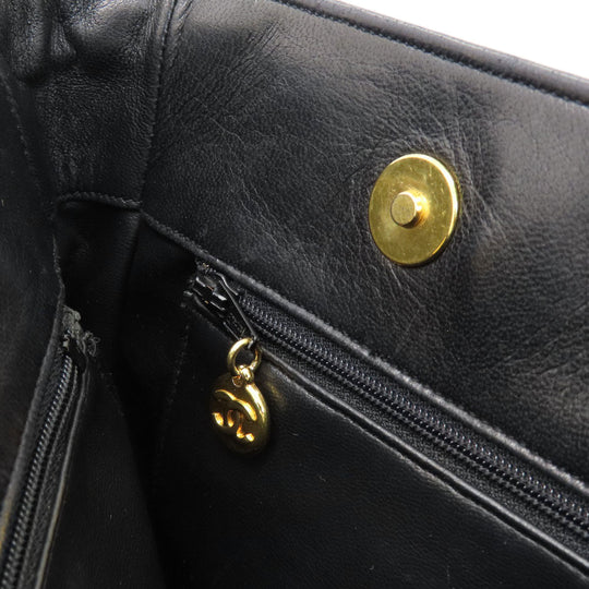 CHANEL Tote Bag lambskin black COCO Mark Studs Gold Metal Women Used Authentic