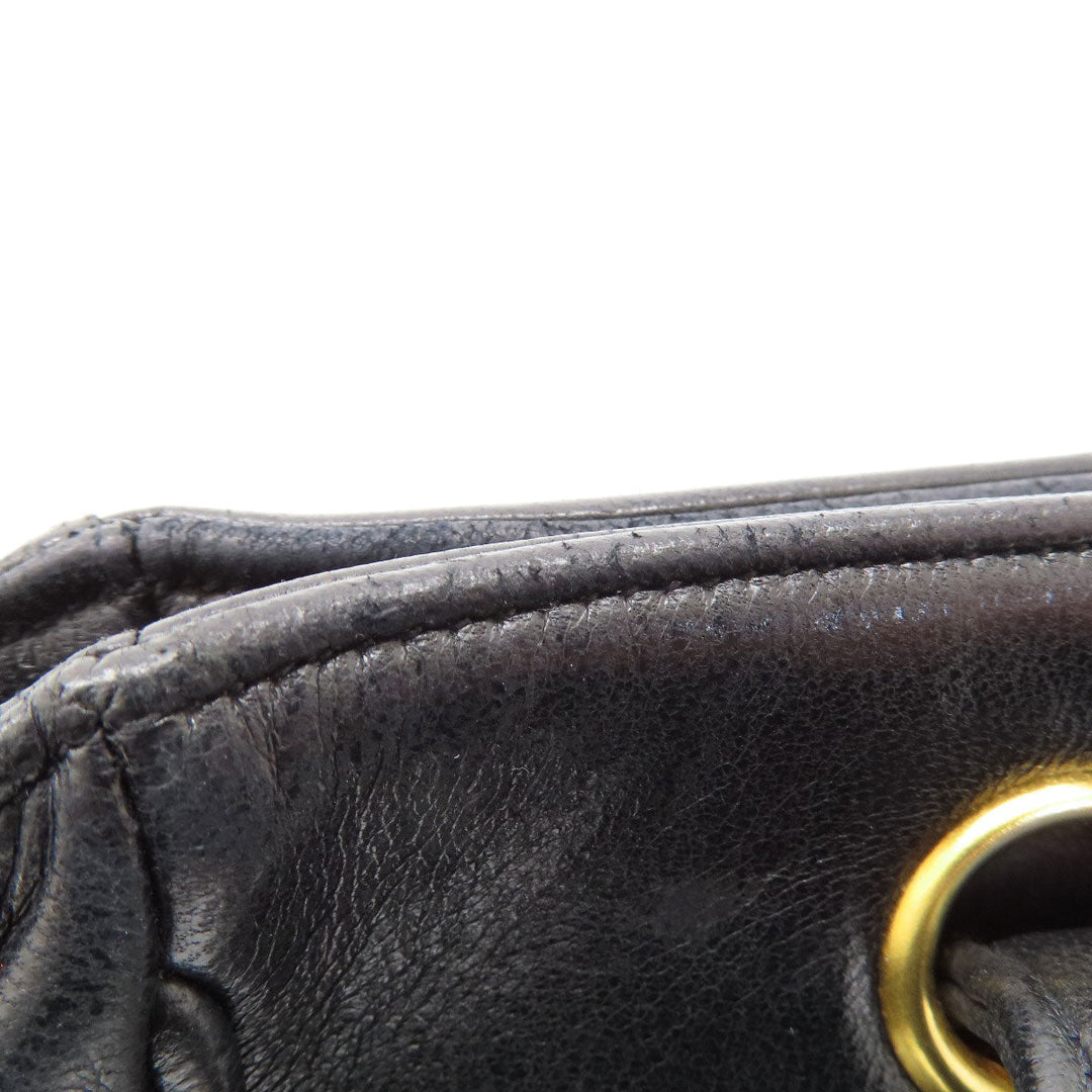 CHANEL Tote Bag lambskin black COCO Mark Studs Gold Metal Women Used Authentic