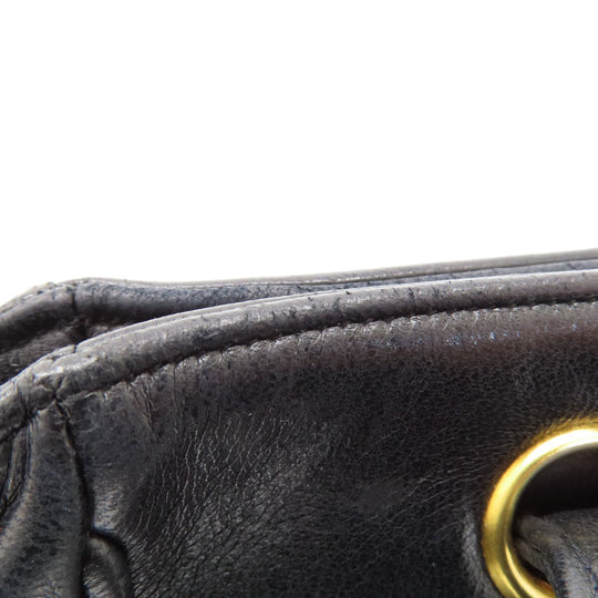 CHANEL Tote Bag lambskin black COCO Mark Studs Gold Metal Women Used Authentic