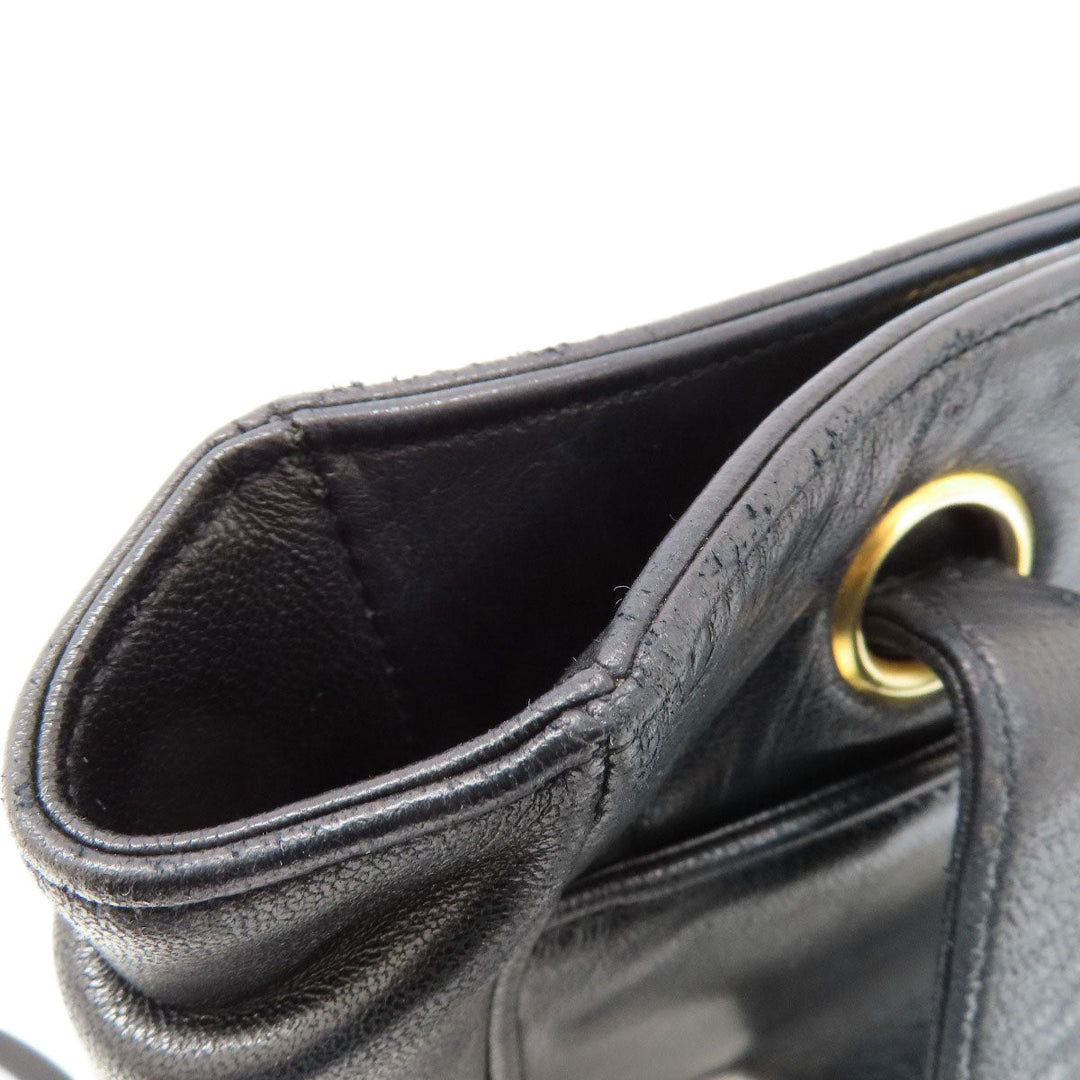 CHANEL Tote Bag lambskin black COCO Mark Studs Gold Metal Women Used Authentic