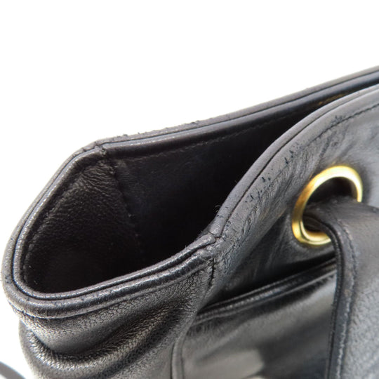 CHANEL Tote Bag lambskin black COCO Mark Studs Gold Metal Women Used Authentic